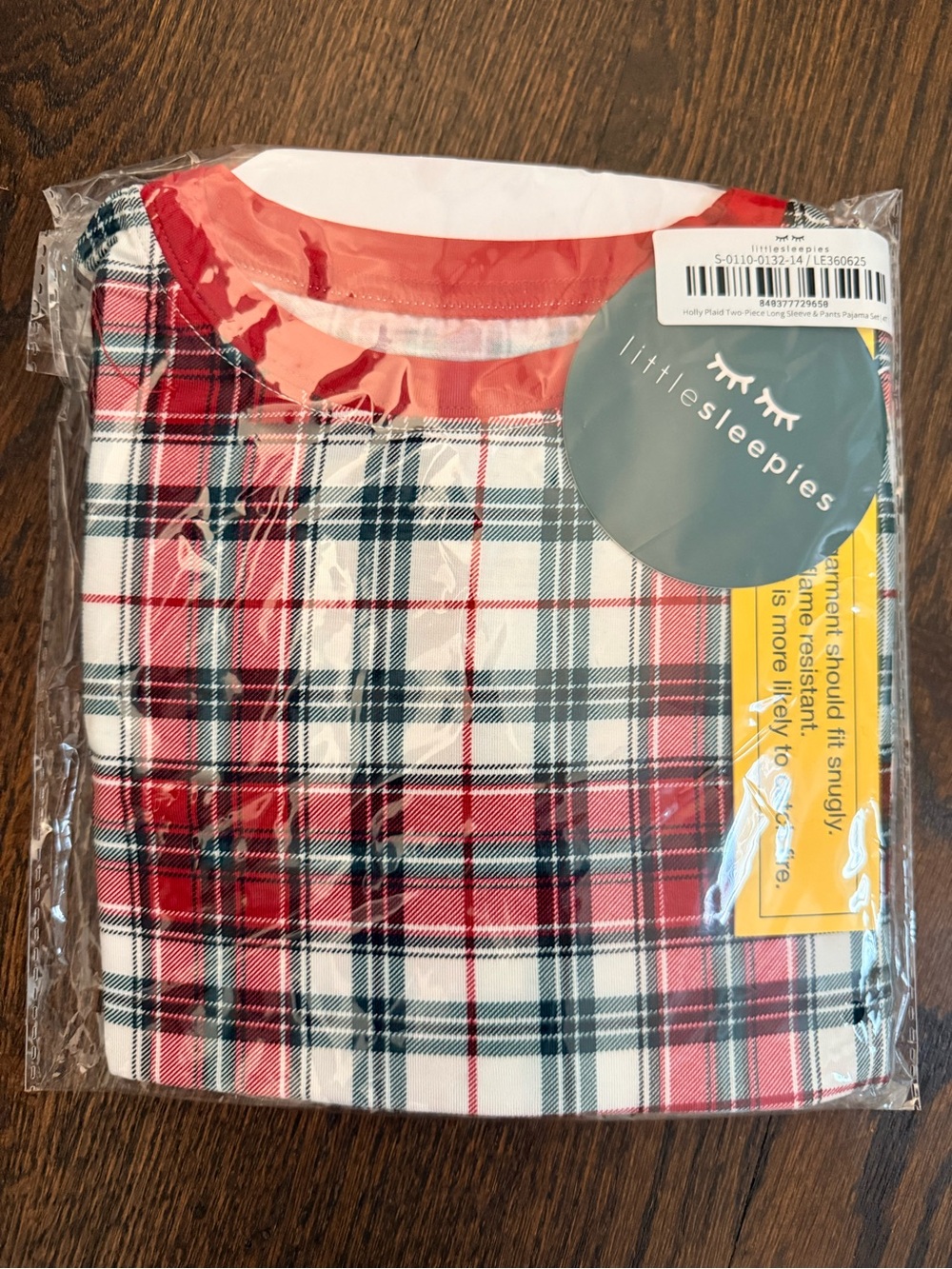 Little Sleepies Red, Black & White Plaid Kids Pajama Set